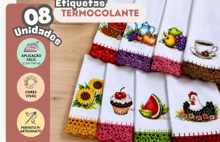 ETIQUETA TERMOCOLANTE PARA PANO DE PRATO